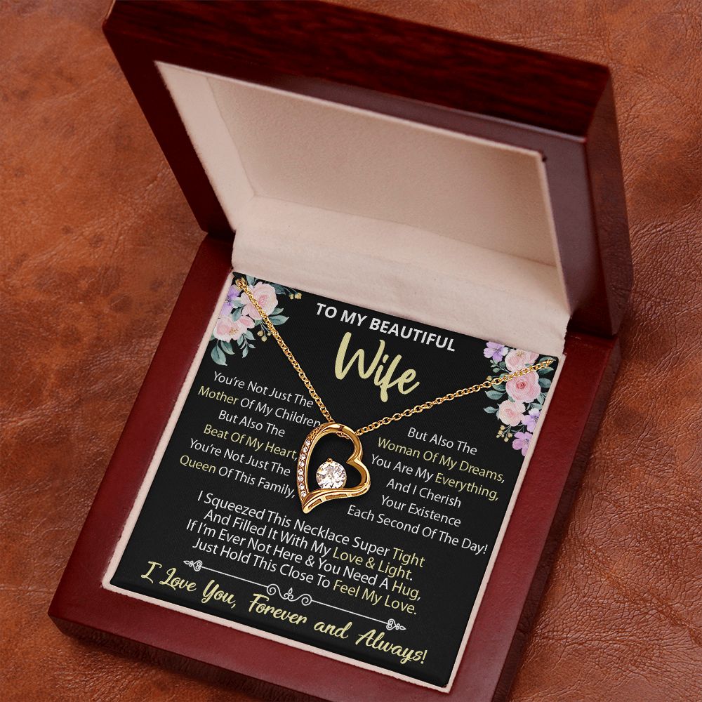 To My Wife - Forever Love Heart Necklace (Black,Flowers) (Jack- Personal)