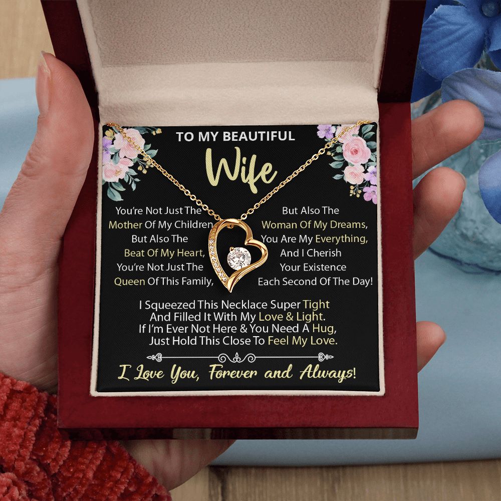 To My Wife - Forever Love Heart Necklace (Black,Flowers) (Jack- Personal)