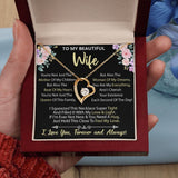 To My Wife - Forever Love Heart Necklace (Black,Flowers) (Jack- Personal)