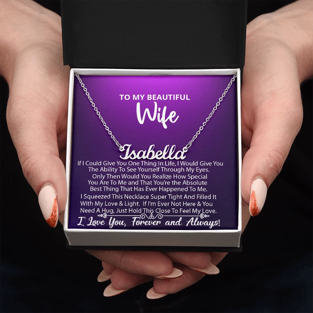 Name Necklace (Personalized) -To My Beautiful Wife v1 (#385290973981)