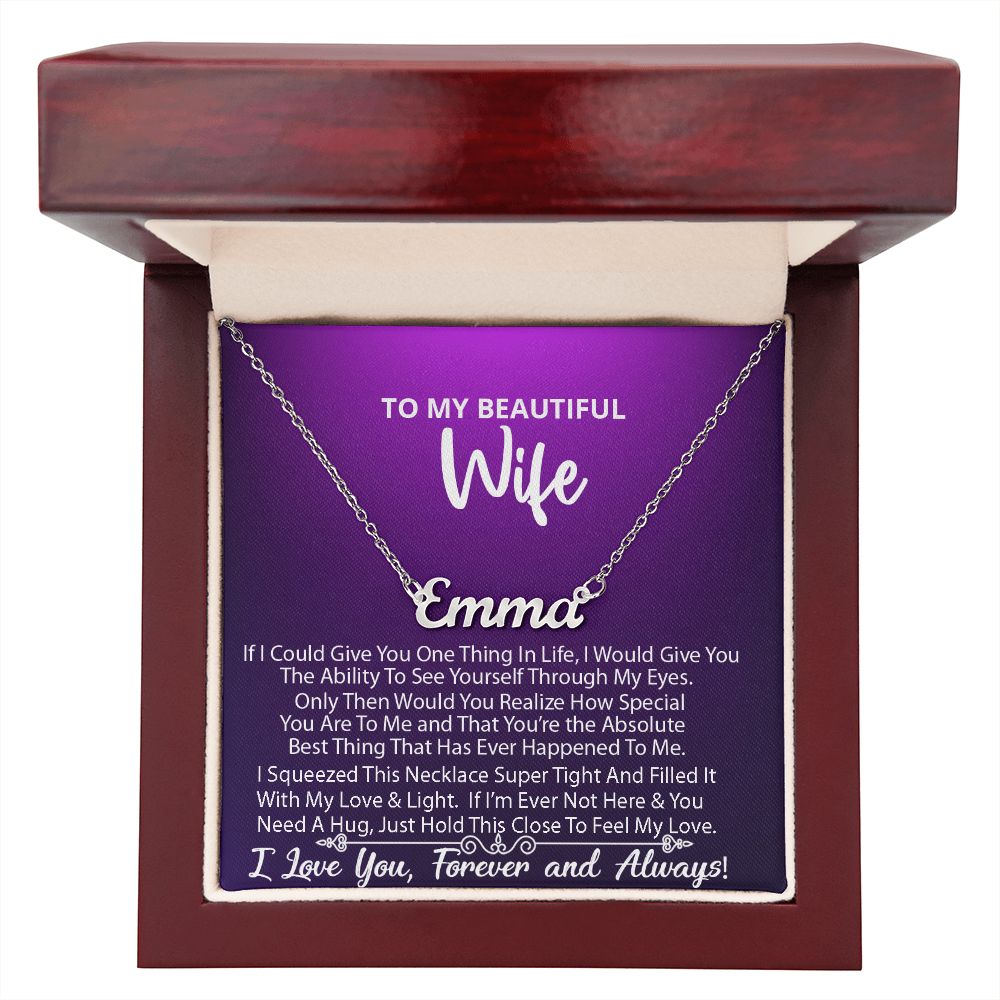 Name Necklace (Personalized) -To My Beautiful Wife v1 (#385290973981)