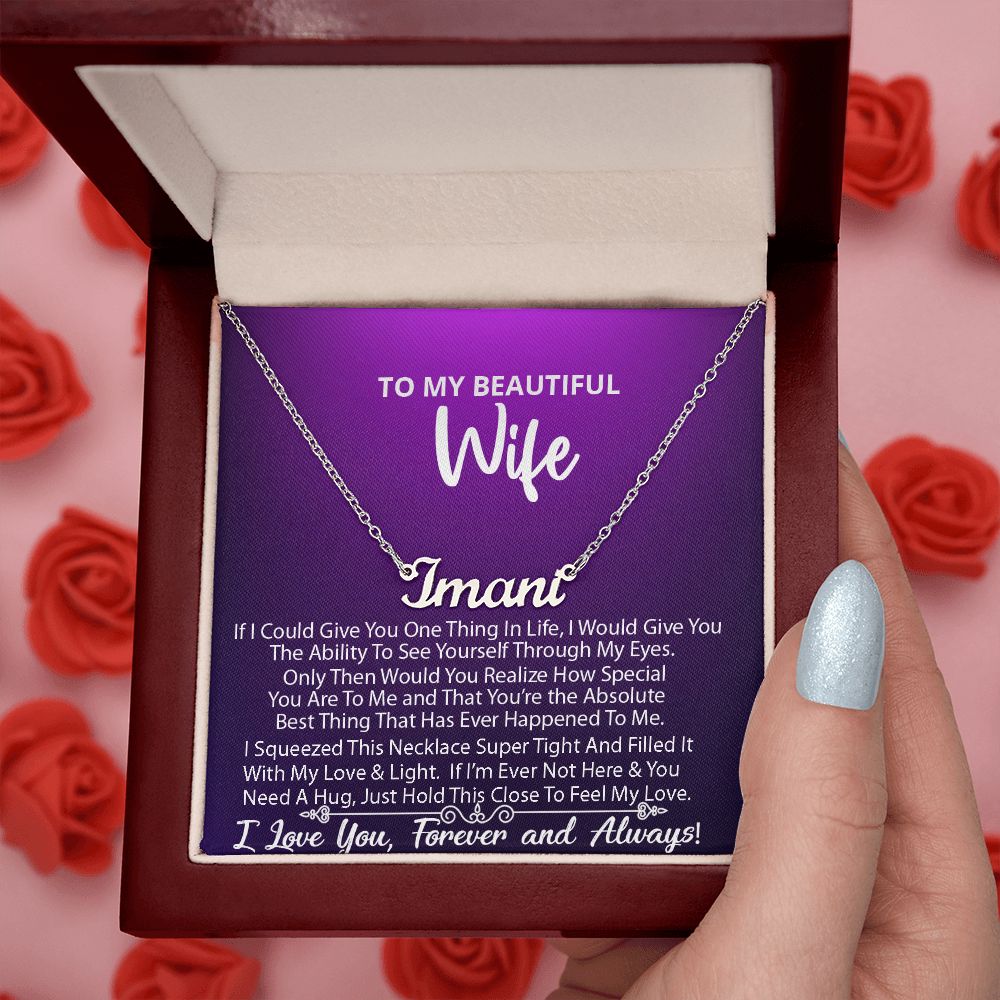 Name Necklace (Personalized) -To My Beautiful Wife v1 (#385290973981)