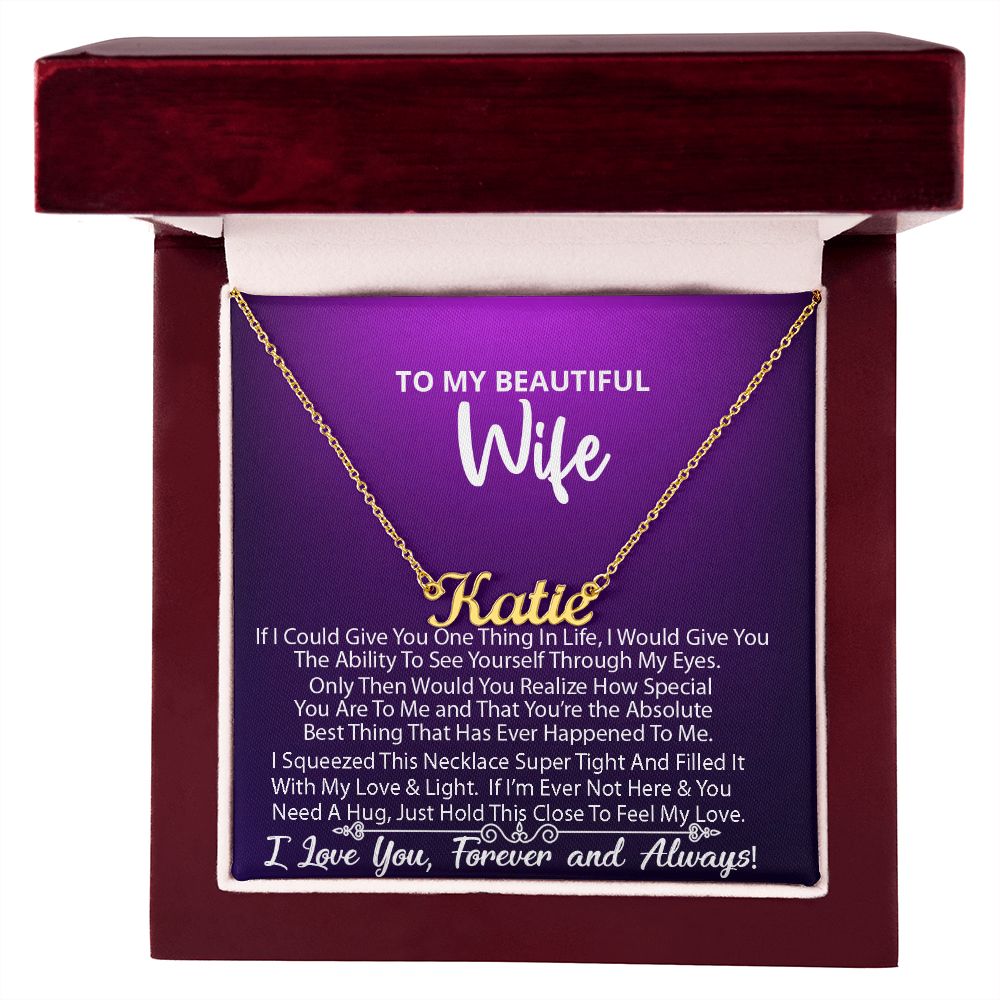 Name Necklace (Personalized) -To My Beautiful Wife v1 (#385290973981)
