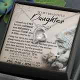 To My Daughter - Forever Love Heart Necklace (Wolves Design) (Jack- Personal)