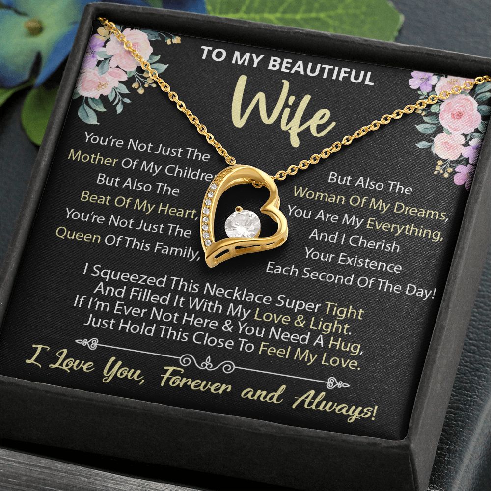 To My Wife - Forever Love Heart Necklace (Black,Flowers) (Jack- Personal)