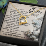 To My Sister - Forever Love Heart Necklace (Wolves Design) (Jack- Personal)