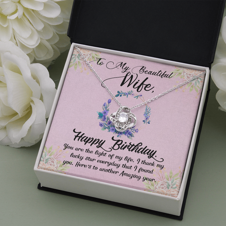 To My Wife Love Knot Necklace Cubic Zirconia Pendant Wife Birthday Jewelry Gift  (#264887800753