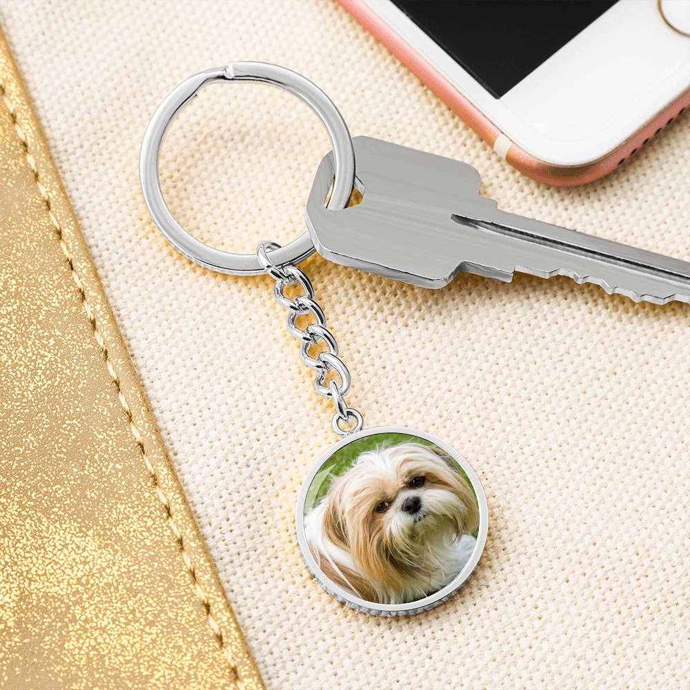 Personalized Custom Photo Shih Tzu Circle Keychain (Put Your Pet on a Keychain)