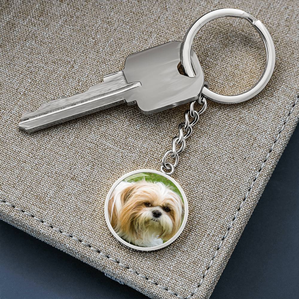 Personalized Custom Photo Shih Tzu Circle Keychain (Put Your Pet on a Keychain)