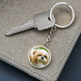 Personalized Custom Photo Shih Tzu Circle Keychain (Put Your Pet on a Keychain)