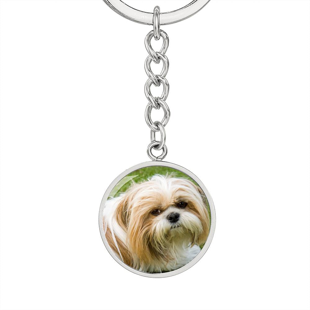 Personalized Custom Photo Shih Tzu Circle Keychain (Put Your Pet on a Keychain)
