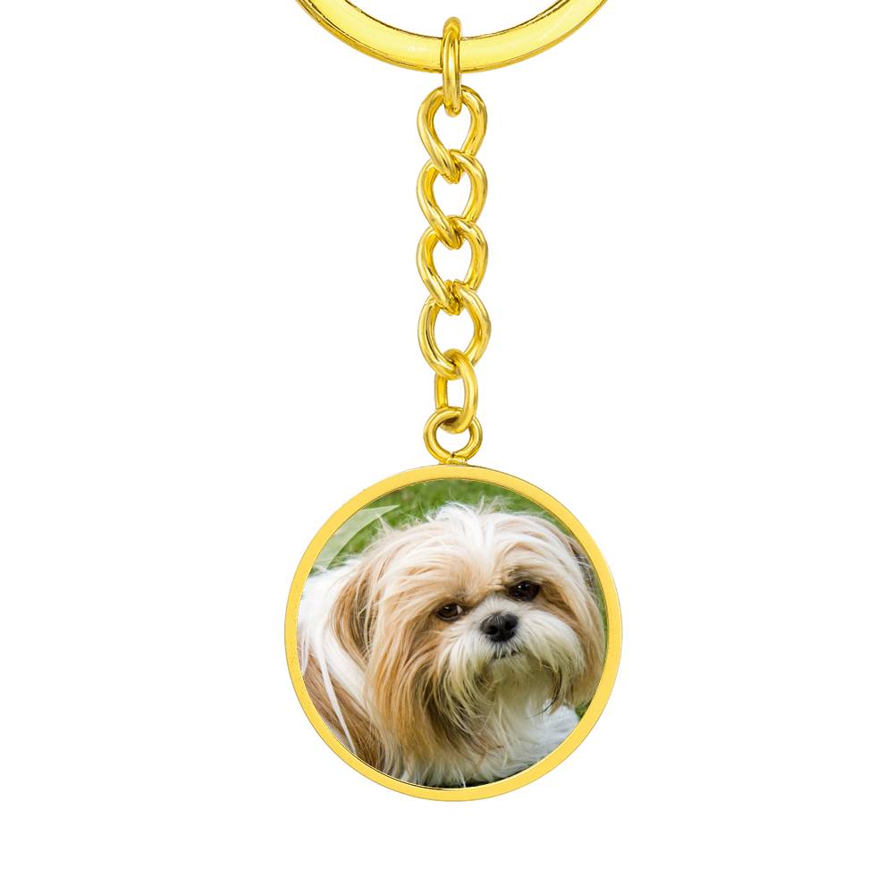 Personalized Custom Photo Shih Tzu Circle Keychain (Put Your Pet on a Keychain)
