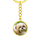 Personalized Custom Photo Shih Tzu Circle Keychain (Put Your Pet on a Keychain)