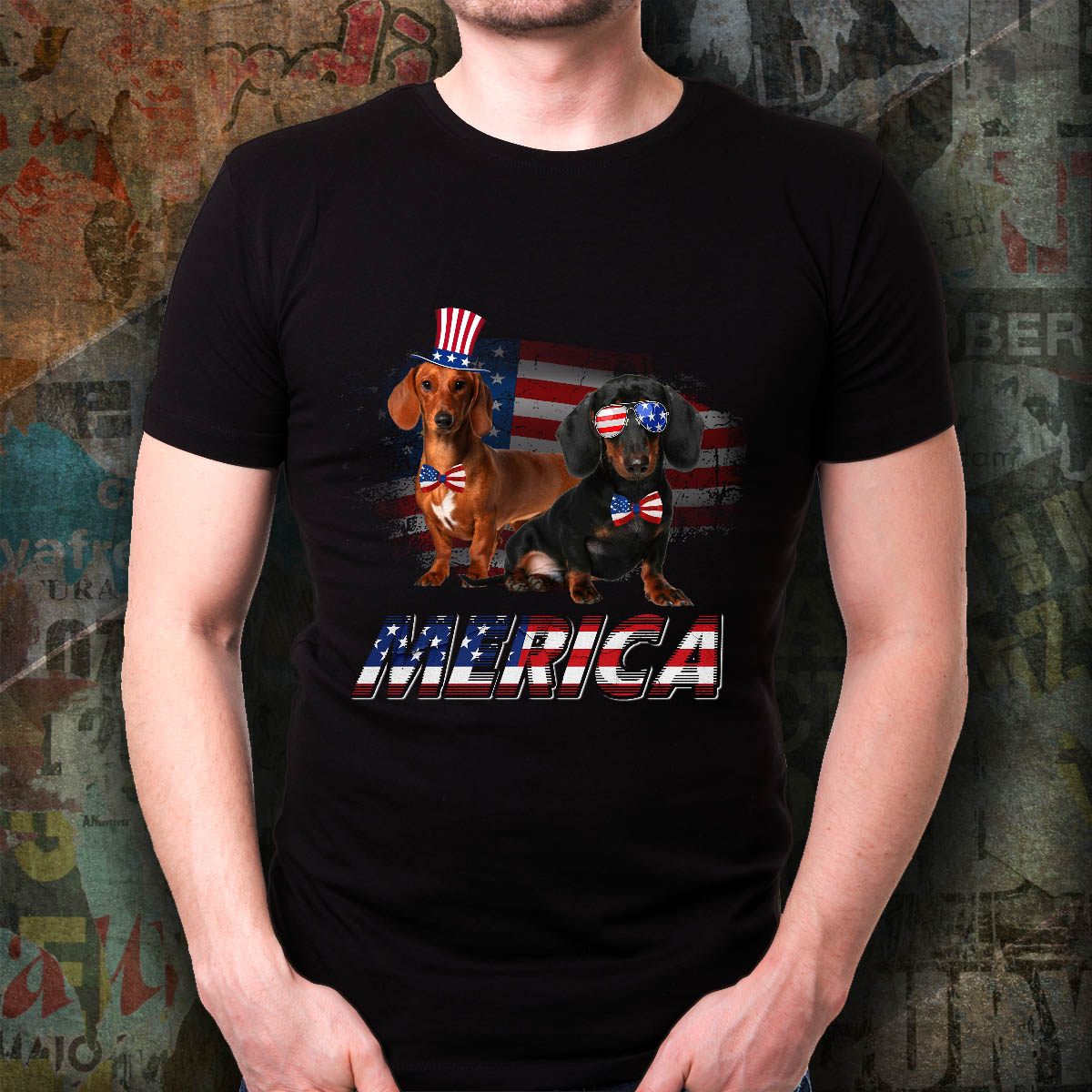 Dachshund 4th of July Merica Dachshund Dog Lover TShirt