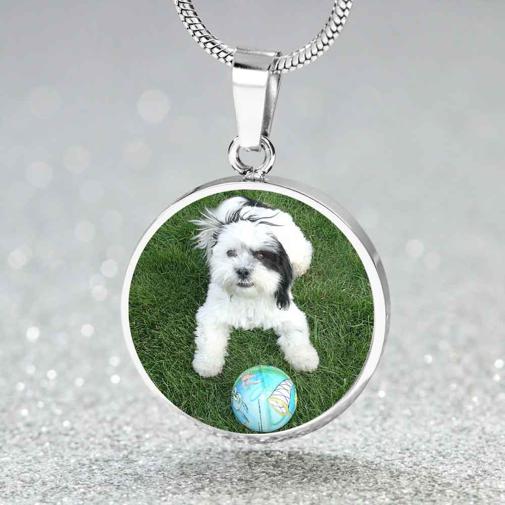 Personalized Custom Photo Shih Tzu Circle Necklace (Put Your Pet on a Necklace)