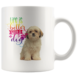 Life Is Better With A Dog Shih Tzu  White Mug (Colorful Text)