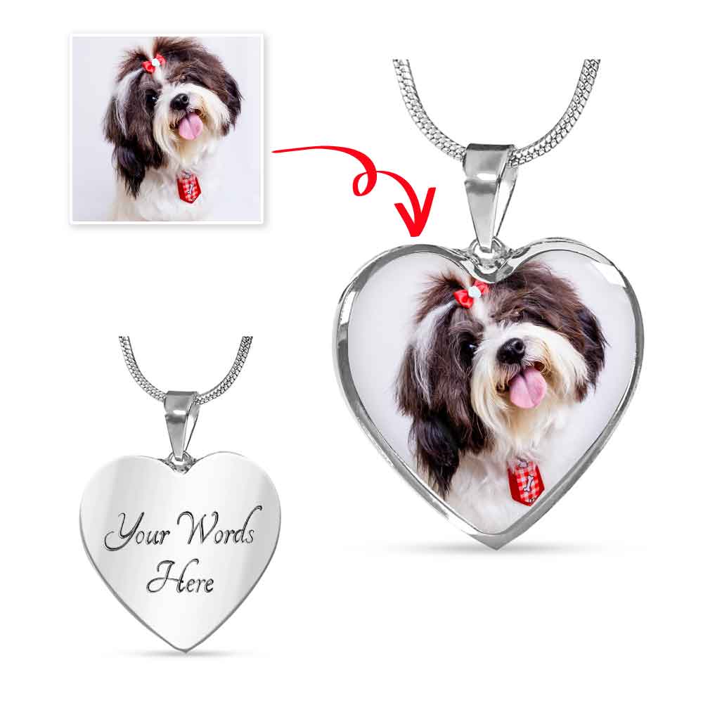 Personalized Custom Photo Shih Tzu Heart Necklace (Put Your Pet on a Necklace)