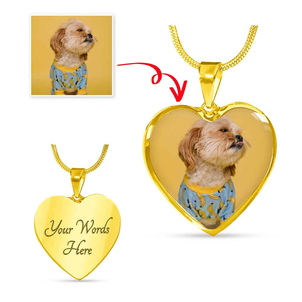 Personalized Custom Photo Shih Tzu Heart Necklace (Put Your Pet on a Necklace)