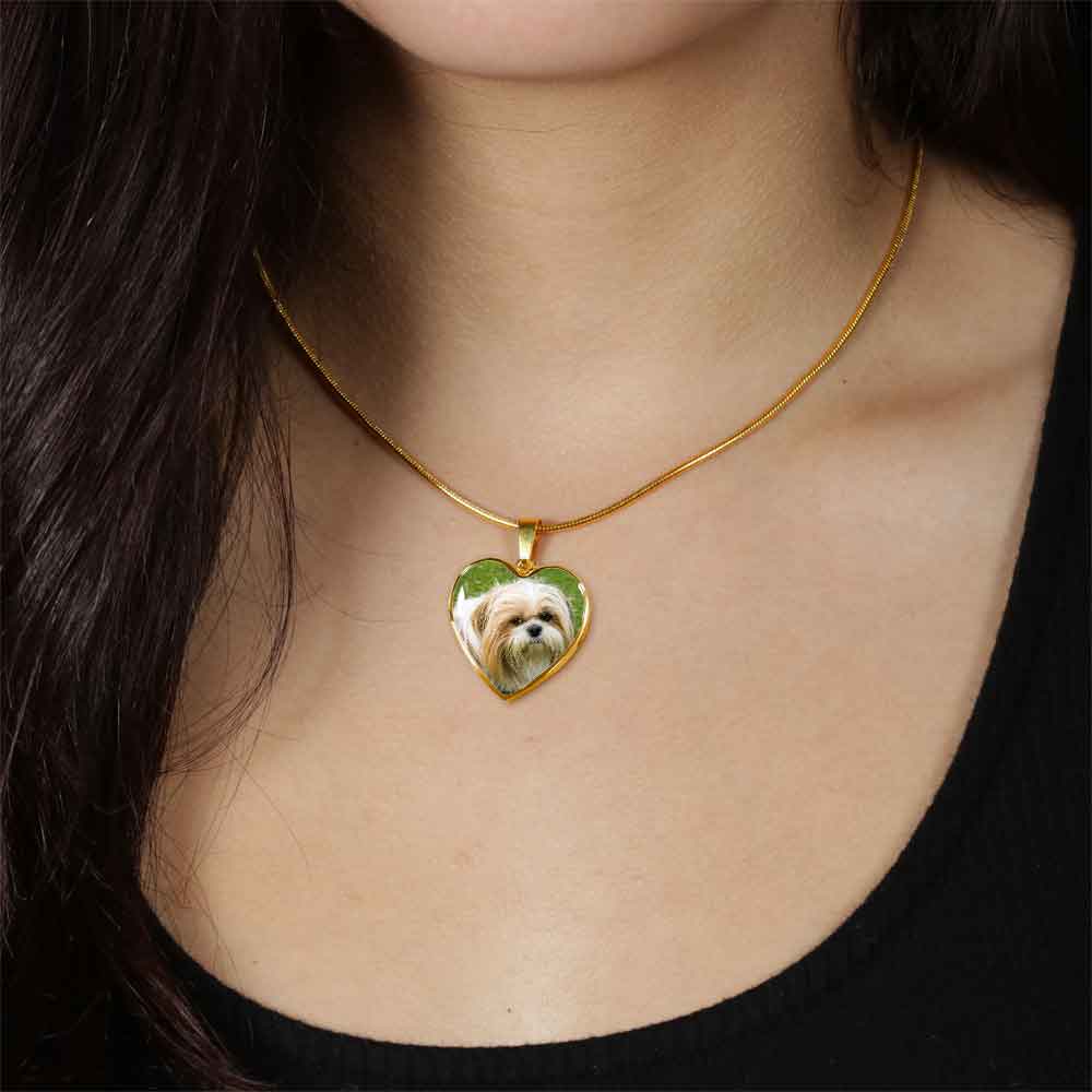 Personalized Custom Photo Shih Tzu Heart Necklace (Put Your Pet on a Necklace)