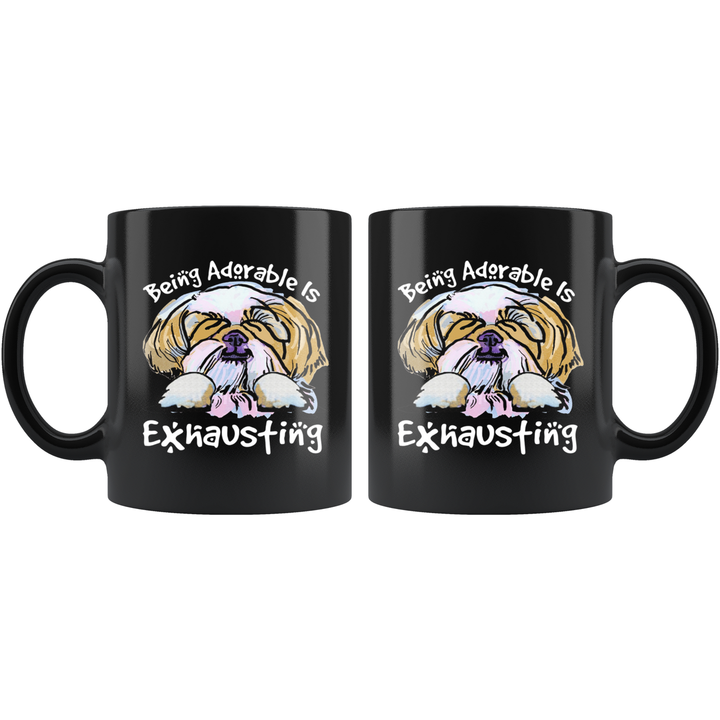 Being Adorable is Exhausting Funny Black Dog Lover Coffee Mug