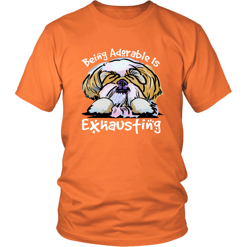 Funny Shih Tzu Tshirt Being Adorable is Exhausting Dog Lover TShirt