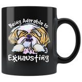 Being Adorable is Exhausting Funny Black Dog Lover Coffee Mug