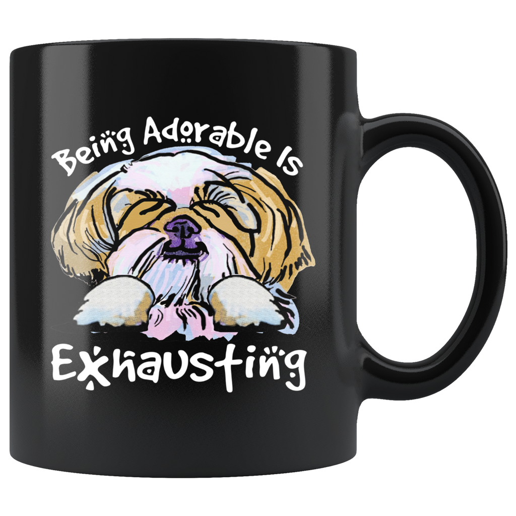 Being Adorable is Exhausting Funny Black Dog Lover Coffee Mug