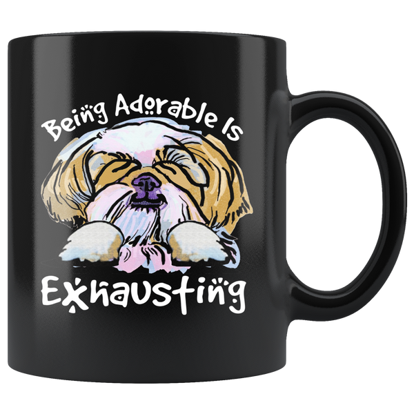 Being Adorable is Exhausting Funny Black Dog Lover Coffee Mug