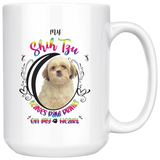 My Shih Tzu Leaves Paw Prints On My Heart White Shih Tzu Mug (Colorful Text)