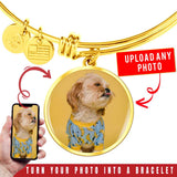Personalized Custom Photo Shih Tzu Circle Bangle Bracelet (Put Your Pet on a Bracelet)
