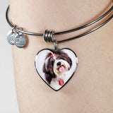 Personalized Custom Photo Shih Tzu Heart Bangle Bracelet (Put Your Pet on a Bracelet)