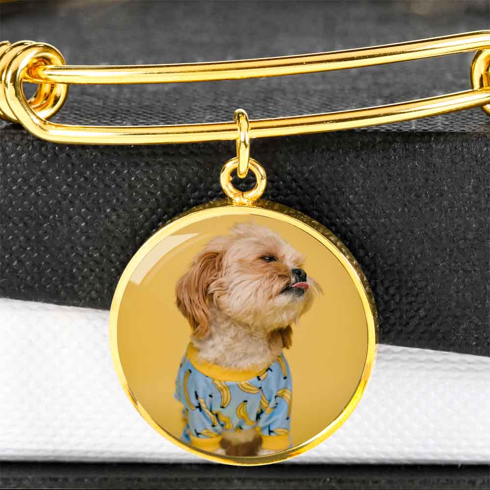 Personalized Custom Photo Shih Tzu Circle Bangle Bracelet (Put Your Pet on a Bracelet)