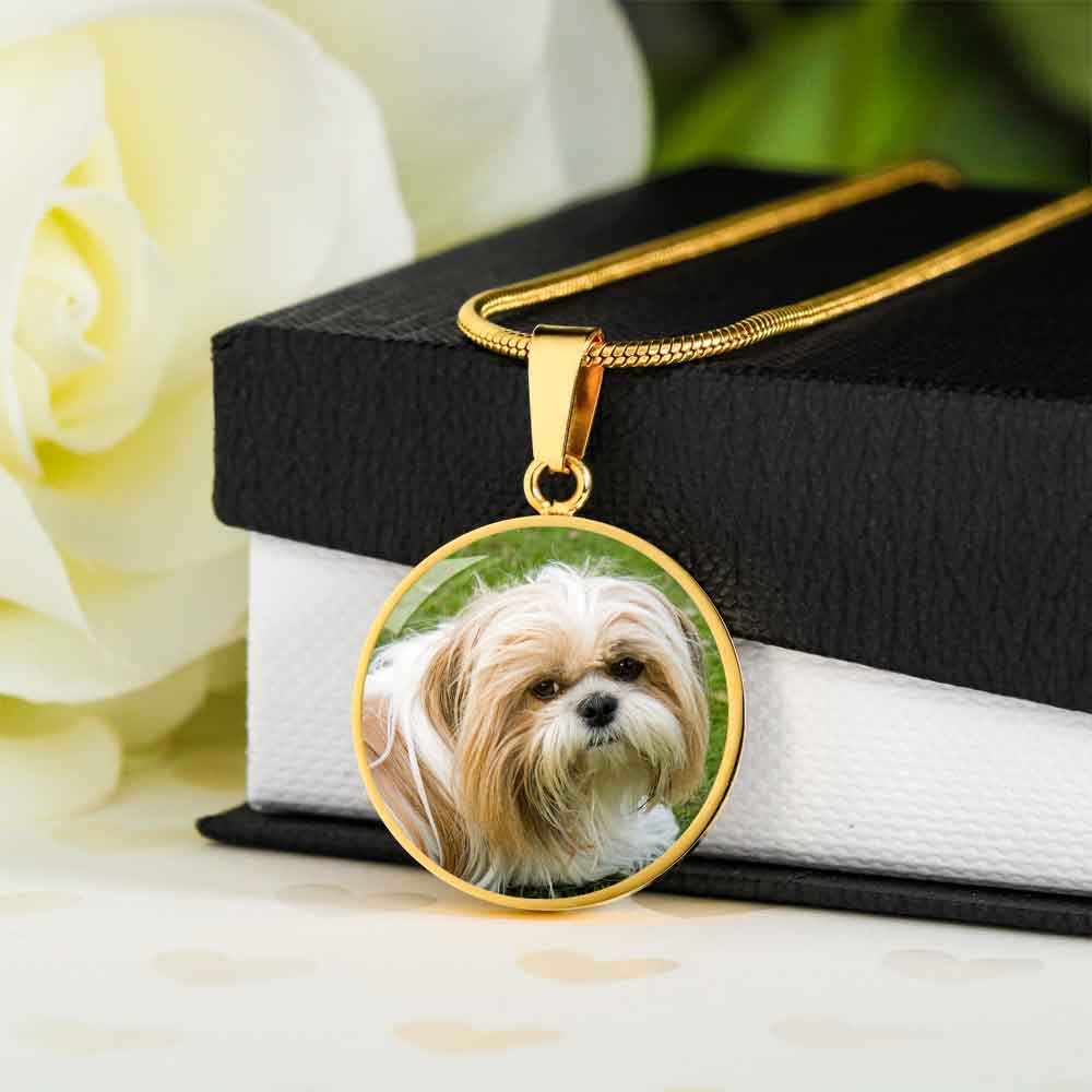 Personalized Custom Photo Shih Tzu Circle Necklace (Put Your Pet on a Necklace)