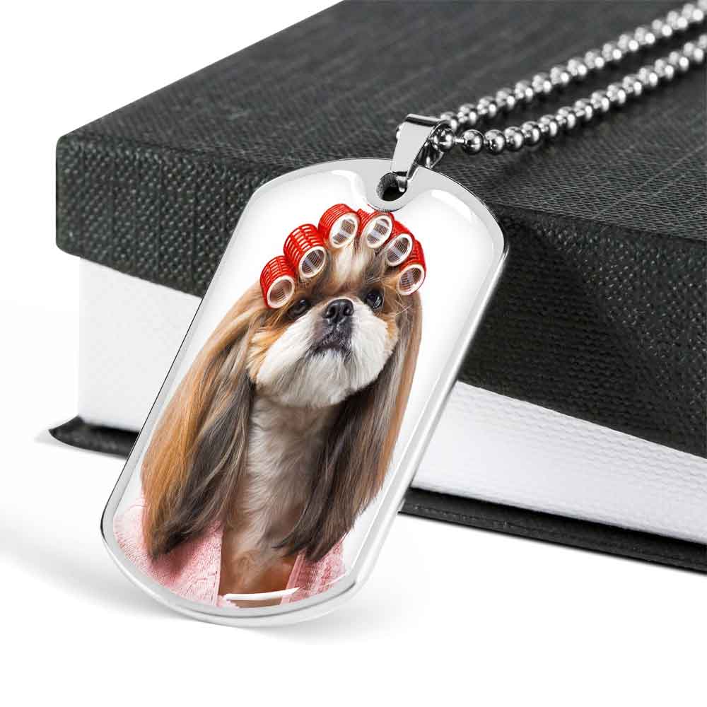 Personalized Custom Photo Shih Tzu Dog Tag Necklace (Put Your Pet on a Dog Tag Necklace)