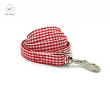 Snazzy Red Checkered Dog Collar with Matching Leash