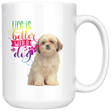 Life Is Better With A Dog Shih Tzu  White Mug (Colorful Text)