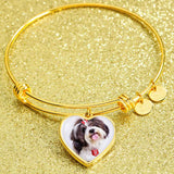 Personalized Custom Photo Shih Tzu Heart Bangle Bracelet (Put Your Pet on a Bracelet)