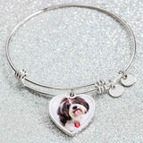 Personalized Custom Photo Shih Tzu Heart Bangle Bracelet (Put Your Pet on a Bracelet)