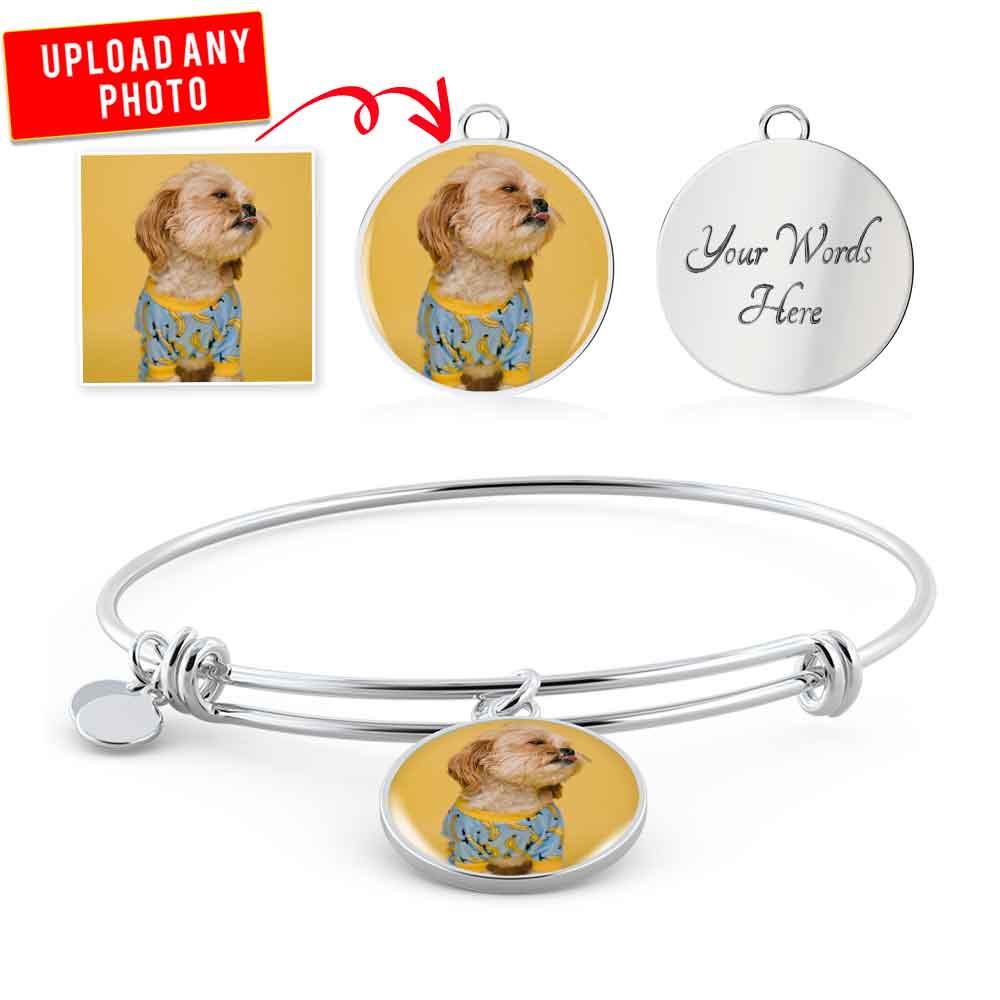 Personalized Custom Photo Shih Tzu Circle Bangle Bracelet (Put Your Pet on a Bracelet)