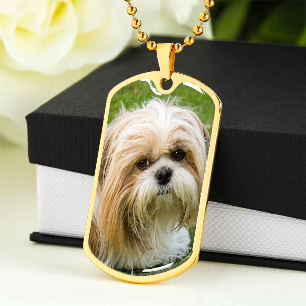Personalized Custom Photo Shih Tzu Dog Tag Necklace (Put Your Pet on a Dog Tag Necklace)