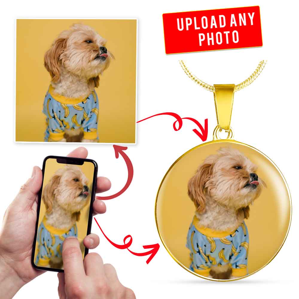 Personalized Custom Photo Shih Tzu Circle Necklace (Put Your Pet on a Necklace)