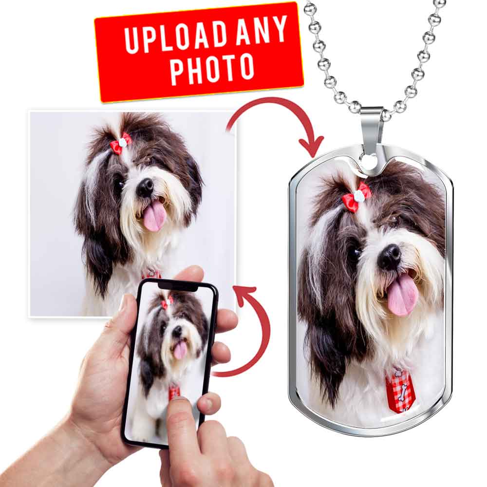 Personalized Custom Photo Shih Tzu Dog Tag Necklace (Put Your Pet on a Dog Tag Necklace)