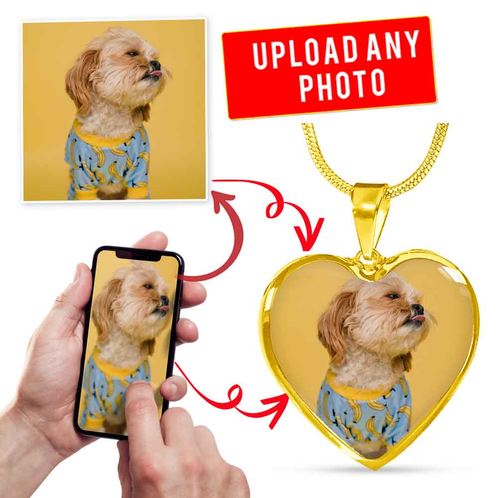 Personalized Custom Photo Shih Tzu Heart Necklace (Put Your Pet on a Necklace)