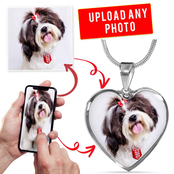 Personalized Custom Photo Shih Tzu Heart Necklace (Put Your Pet on a Necklace)