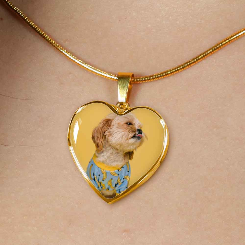 Personalized Custom Photo Shih Tzu Heart Necklace (Put Your Pet on a Necklace)