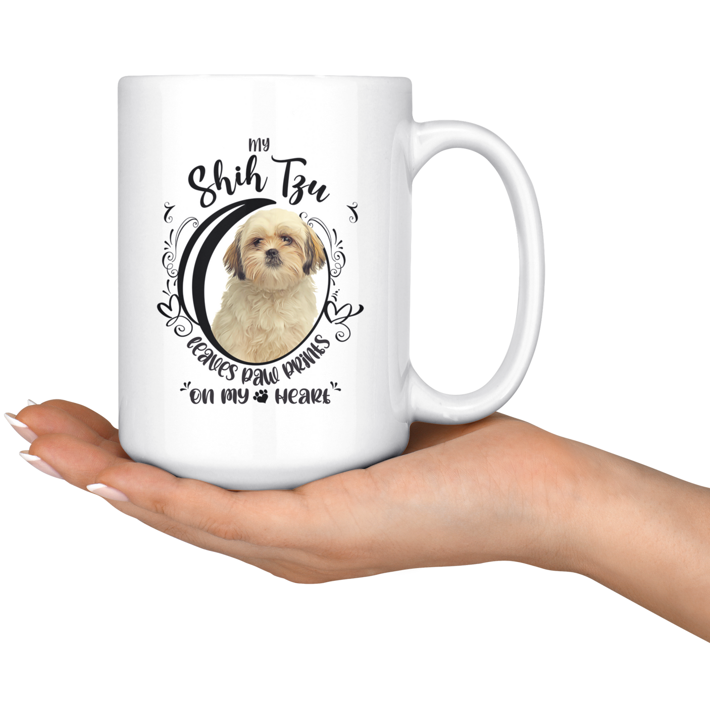 My Shih Tzu Leaves Paw Prints On My Heart White Shih Tzu Mug