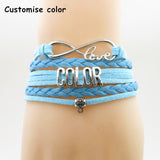 SHIHTZU MOM Infinity Love Leather Braided Bracelet With Paw Print Charms