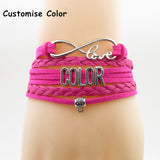 SHIHTZU MOM Infinity Love Leather Braided Bracelet With Paw Print Charms