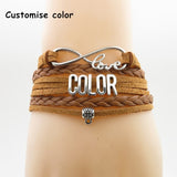 SHIHTZU MOM Infinity Love Leather Braided Bracelet With Paw Print Charms