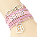 SHIHTZU LOVE Infinity Love Leather Braided Bracelet With Paw Print Charms